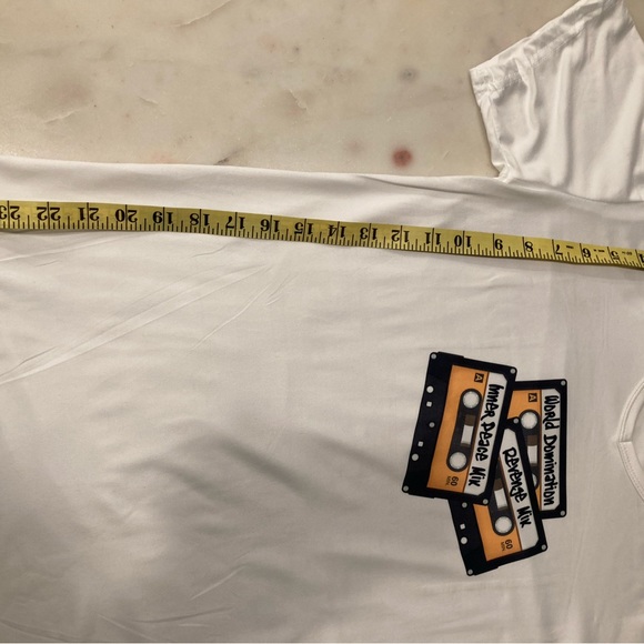 Retro Mixtape Mania White Tee: World Domination, Inner Peace, and Revenge - Picture 4 of 6